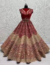 Neatly crafted Thread Embroidered Bridal Lehengacholi